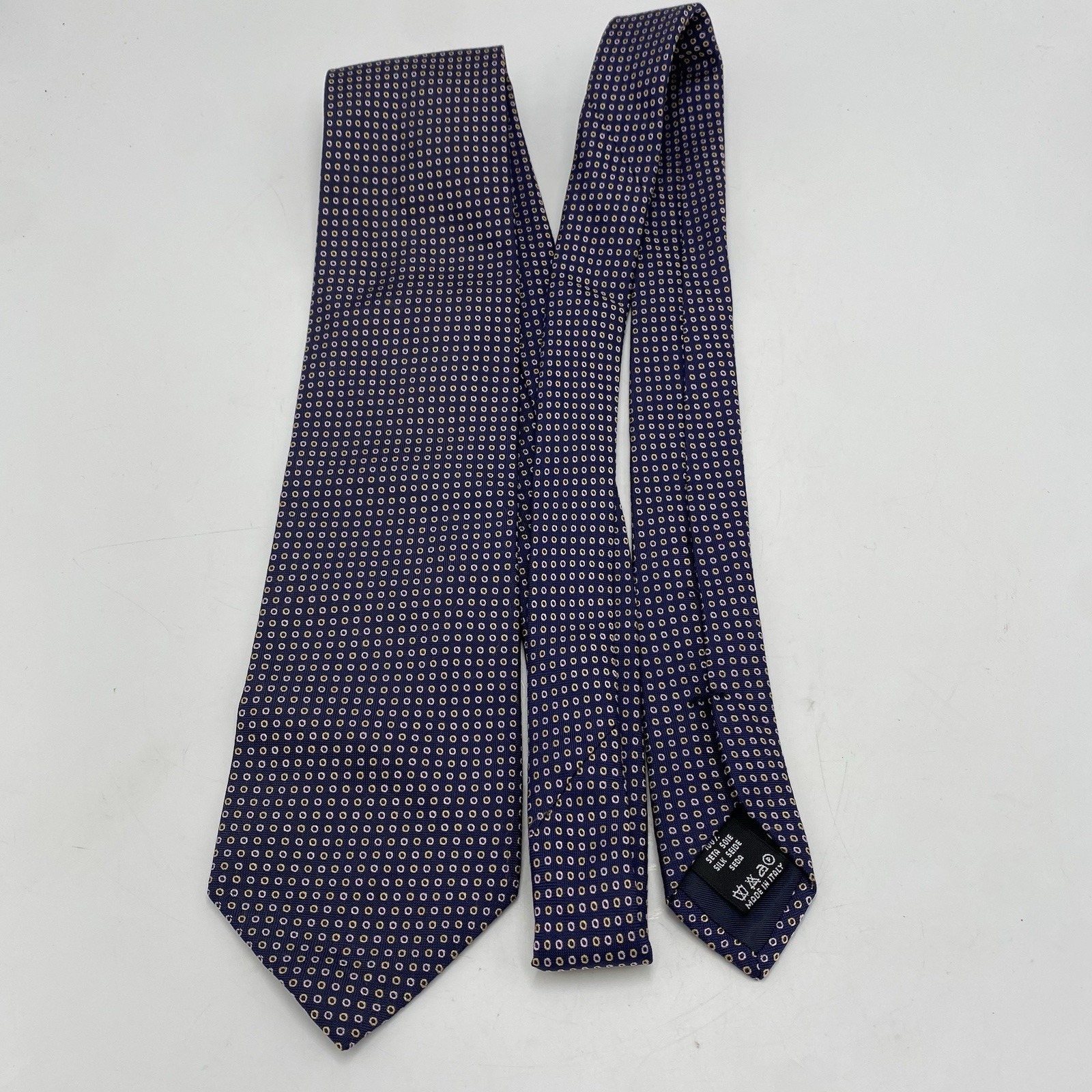 Valenteno Mens Woven 100 Silk Neck Tie Blue Purple Dots